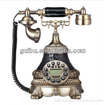 luxury black leather resin retro telephone for gifts factory